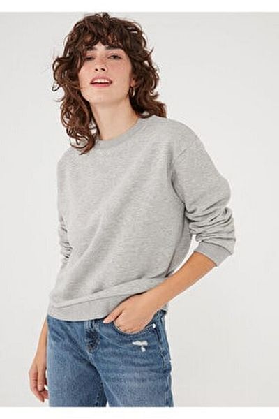 SILA Γκρι Crew Neck Sweat Βαμβακερό