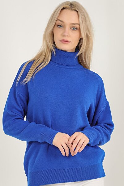VEGENZE Γυναικείο πουλόβερ Saks Blue Interlock Full Fisherman Sweater