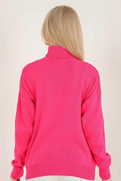 VEGENZE Women's Fuchsia Interlock Full Fisherman Knitwear Sweater