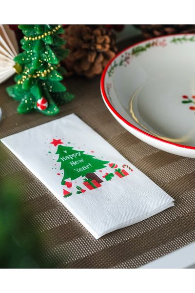 SimeStore Talking Napkin (christmas- Happy New Year - Pine Tree)