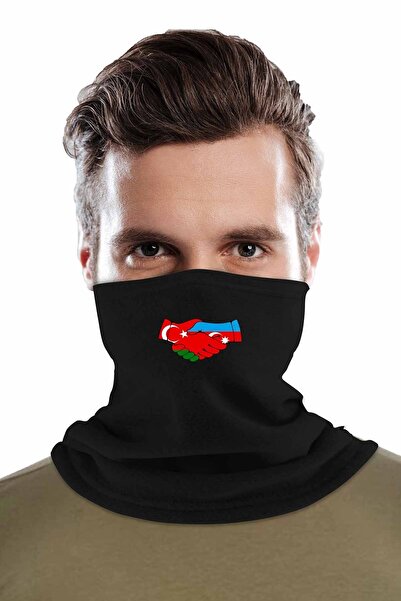 Zeron Tasarım Азербайджан і Туреччина рука в руку Чорні рукавички з відрізом Нашийник 2-х комплект Polar Bll1420