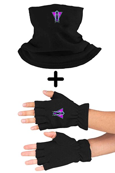 Zeron Tasarım Set de 2 mănuși cu tăietură neagră Anime - Polar Bll2599