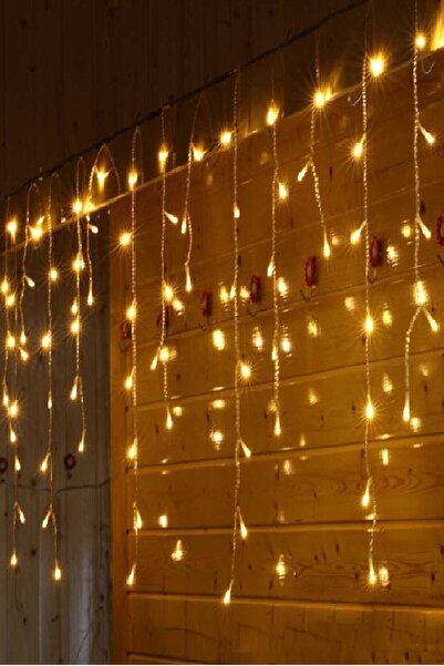 SARFEX Dekoratif Saçak Led 4 Metre 16 Saçaklı Işık Ip Perde Sarkıt Yılbaşı Süs Işık Fişli