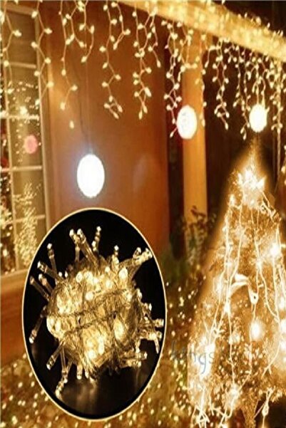 SARFEX Dekoratif Saçak Led 4 Metre 16 Saçaklı Işık Ip Perde Sarkıt Yılbaşı Süs Işık Fişli