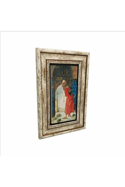 BAKSEPETE Turtle Trainer Osman Hamdi Bey Printed Natural Stone Painting 20Cmx30Cm Drt-041