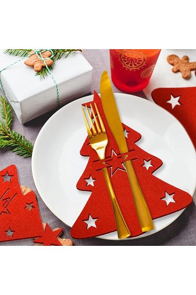 Masalsı Concept Red 6 Pieces New Year Set Decorative Spoon Holder - New Year Decor