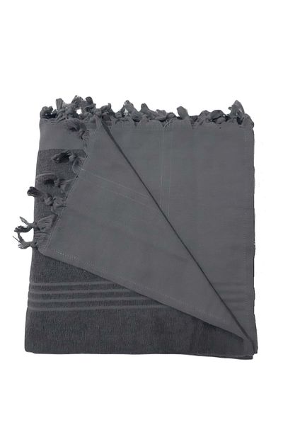 Romans Beach Towel with Tassels Gray 90x180 Cm