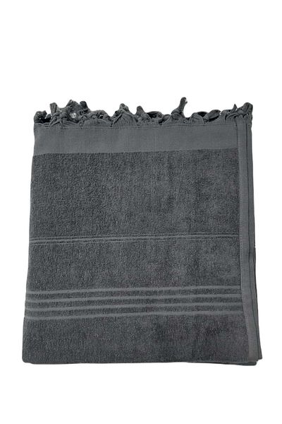 Romans Beach Towel with Tassels Gray 90x180 Cm
