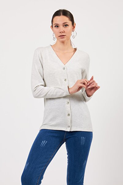 Pousse Collection سترة نسائية ناعمة باللون الرمادي الفاتح