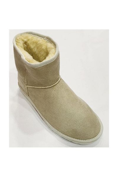 Mille Γούνινα Γυναικεία Μποτάκια Midi Beige 308-02