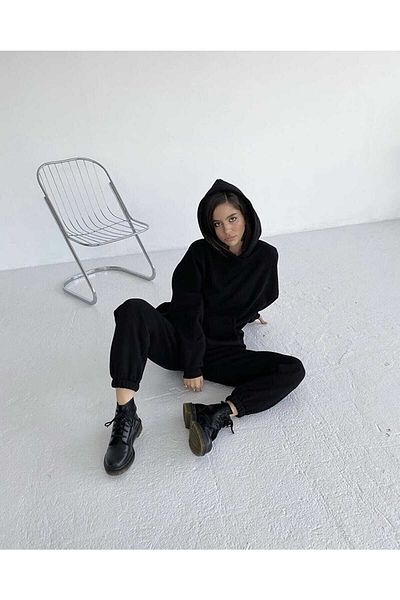 Sekizbiraltı Set de trening negru oversize unisex