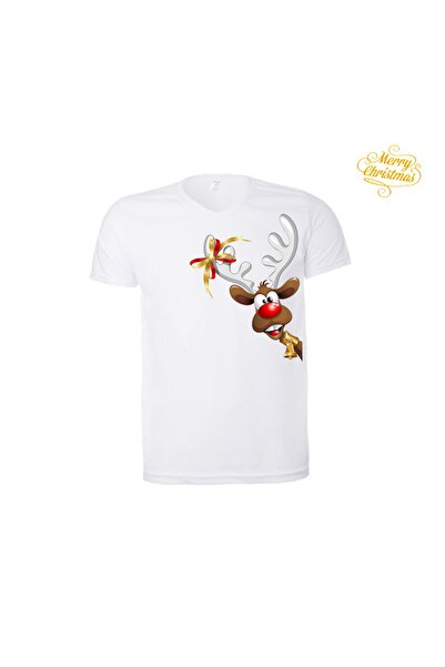 HediyeMania Λευκό Πρωτοχρονιάτικο Σχέδιο με τύπωμα Μπλουζάκι για πάρτι από βα...