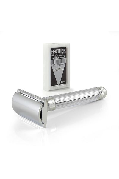Edwin Jagger De89 Lbl Striped Chrome Plated Handle Razor Beard Shaver Chrome Plated Classic