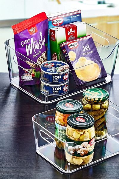 BOZHOUSE 3 Pieces 3 Lt New Clear Refrigerator & Cabinet Organizer Set Small