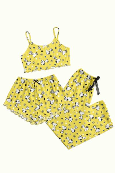 PEMBİŞ HOMEWEAR Kiss Supersoft Soonpy 3-Piece Pajama Set