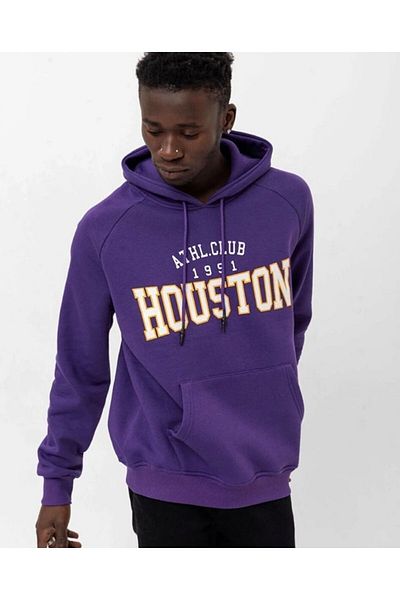 Keywest Ανδρικό φούτερ με στάμπα 'houston' με κουκούλα, υπερμεγέθη μωβ