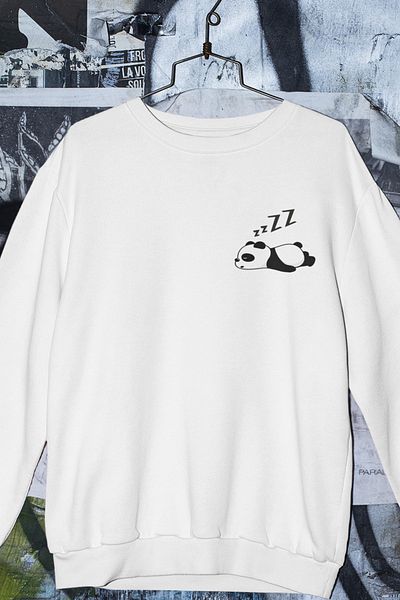 SUNFREE Unisex φούτερ με στάμπα Panda Oversize
