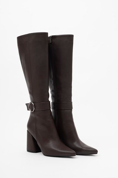 AYAKKABI PRENSİ Mayall Buckle Detailed Bitter Brown Matte 9 cm Γυναικείες Μπότες, Μπότες με τακούνι
