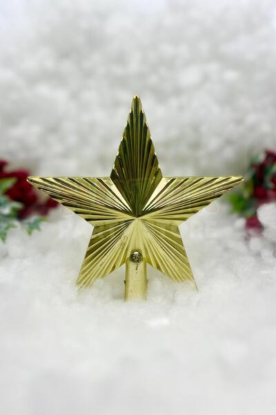 Huzur Party Store Πρωτοχρονιάτικο Κορώνα Πεύκου Χρυσό Χρώμα Γυαλιστερό 15x15 εκ. Χρυσοκίτρινο Πρωτοχρονιάτικο Σκληρό Αστέρι Κορώνα