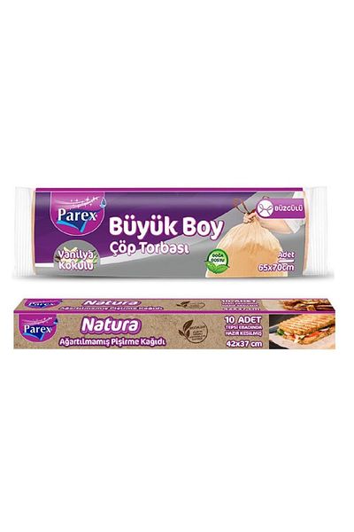 Parex Garbage Bag Large Size Drawstring Vanilla Scented 10 Pieces + Natura Unbleached Instant Cut Cooking Bag