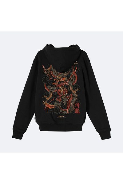 Shout Oversize Samurai Dragon Japanese Culture Unisex Hoodie