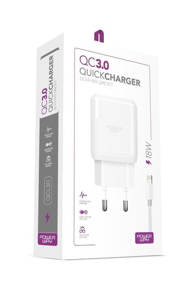 POWERWAY Qcl30 (qc 3.0) Iphone 18w Hızlı Şarj Lightning Ios Şarj Cihazı (kabl...