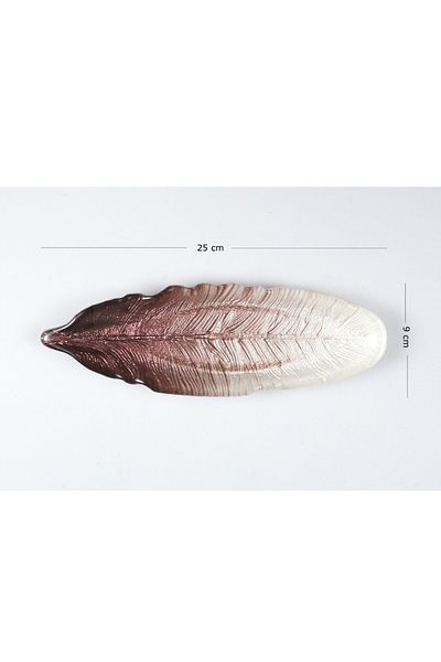 HERITAGE Purple and White Transitional Bird Feather Decorative Glass Serving Plate 25x9 Cm