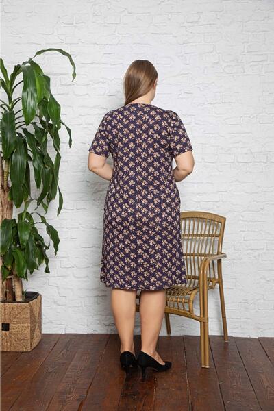 STELLETO Önü Fermuarlı Bisiklet Yaka Elbise Renkli Desenli Penye Modal Kadın Elbise