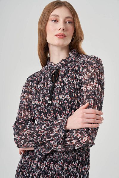 Mizalle Patterned Crochet Colorful Dress