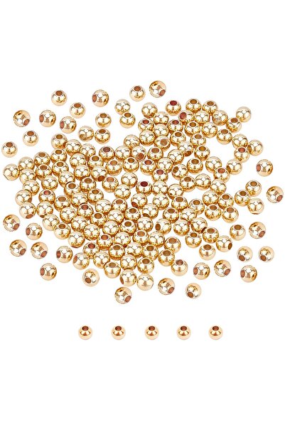 Bi hızlı Mărgele metalice rotunde, fără model, placate cu aur de 2,5 mm (5 gr...