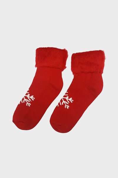 ÇORAPEVİ Snow Pattern Ribbed Thermal Booties Socks