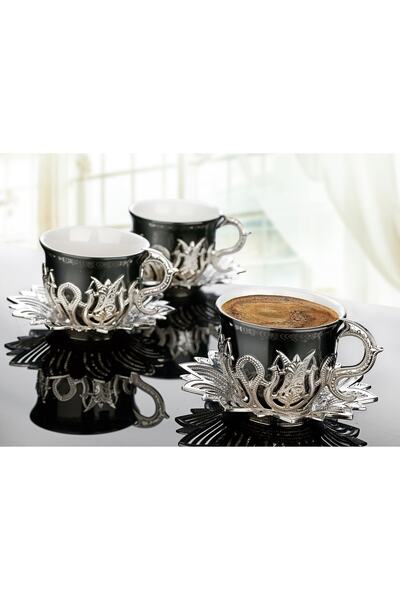 E&M HOME HEDİYELİK طقم قهوة أسود من أهسن ترياكي - نيكل