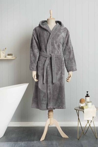 Karaca Home Motto Gri Triga Bornoz S/m