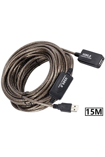Alfais 5227 Aktif Usb Dişi Erkek Uzatıcı Uzatma Ek Kablosu 15 Metre