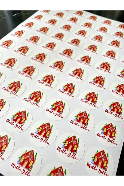 Hayal.kirtasiyesi Happy New Year's New Year Series - 3 cm 70 Pieces Labels, Adhesive Packaging