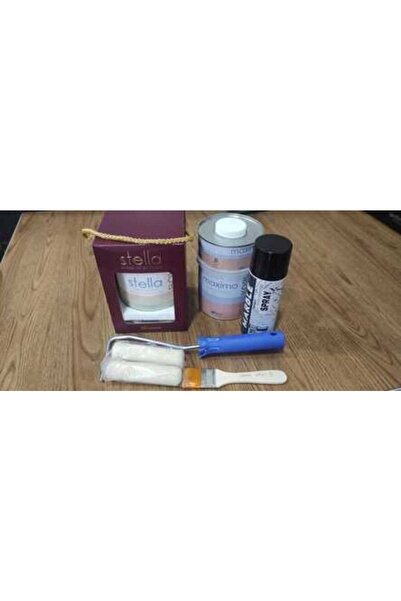 Bianca Stella Boya Antik Beyaz 1 Lt Maximo Sıvı Cam Parlak Siyah Mermer Efekt Rulo Fırça Set