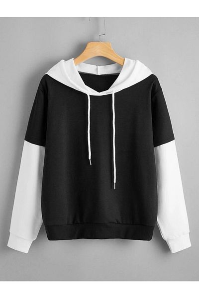 İmpavido Hanorac oversize cu glugă Negru Alb