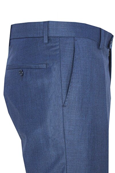 Varetta Men's Night Blue Large Size Classic Cut Pocketed Polyviscon Fabric Trousers