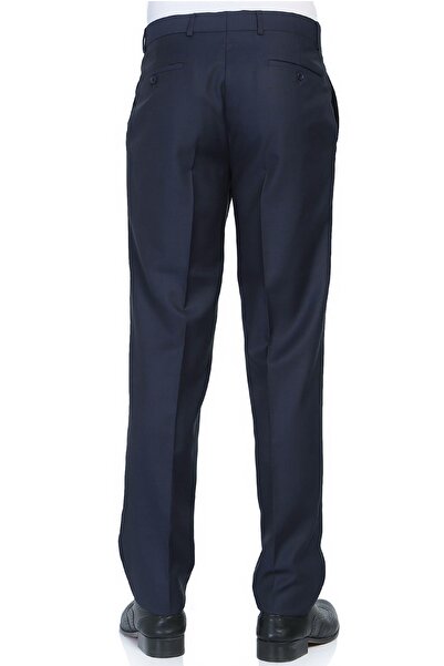 Varetta Men's Navy Blue Large Size Classic Cut Pocket Polyviscon Fabric Trousers