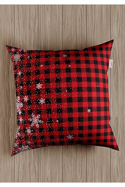 menesahome Christmas Snowflake Throw Pillow Cover, Red Plaid Throw Pillow Cover, Plaid Patterned Throw Pillow Cover, Christmas