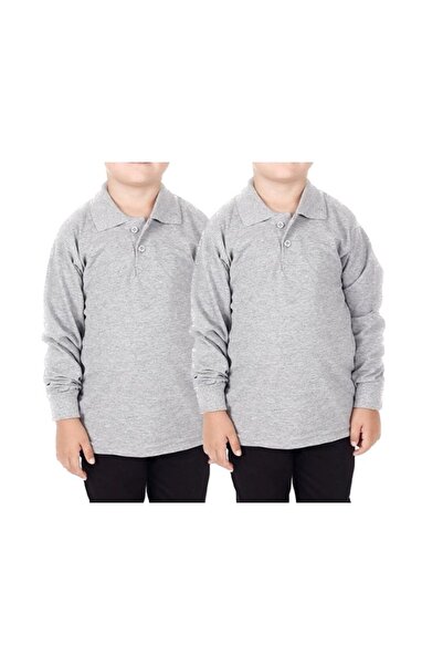 FATELLA Унисекс детска младежка поло блуза с дълъг ръкав, редовна кройка, едн...