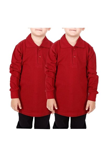 FATELLA Unisex Children's Youth Polo Collar Long Sleeve Regular Pattern Plain...