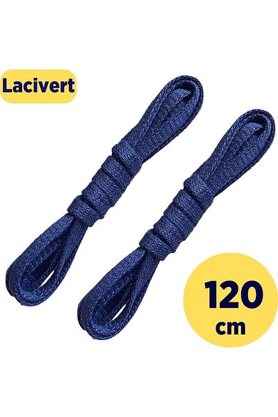 Foottab 120 Cm Navy Blue Flat Waxed Laces, Cotton Knitted Boots Shoelaces