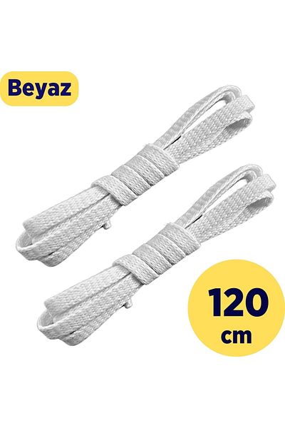 Foottab 120 Cm White Flat Waxed Laces, Cotton Knitted Boots Shoelaces