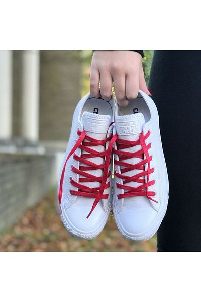 Foottab 150 Cm White Flat Waxed Laces, Cotton Knitted Boots Shoelaces