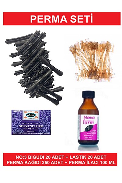 Kocaman Kozmetik Perma Bigudi Seti No:3 20 Adet 3 Numara Bigudi 20 Lastik Perma Kağıdı Perma Ilacı