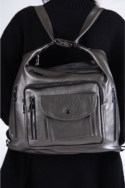 Solo Bag Geantă de mână și rucsac de damă din piele moale argintie