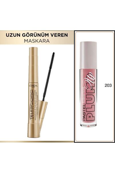 Pastel Plump Up Extra Hydrating Plumping Gloss No:203 Yeni + L'oreal Teleskopik Maskara