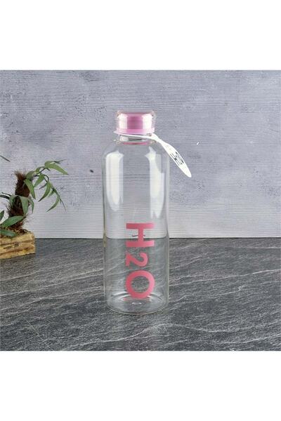 Romans قارورة زجاجية من البورسليكات سعة 1 لتر بنمط H2O باللون الوردي