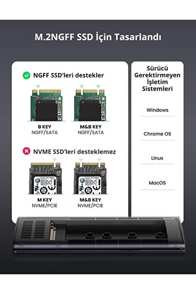 Ugreen M.2 Sata Ngff Ssd Usb 3.1 5gbps Type-c Gen1 B-key M B Key Disk Kutusu